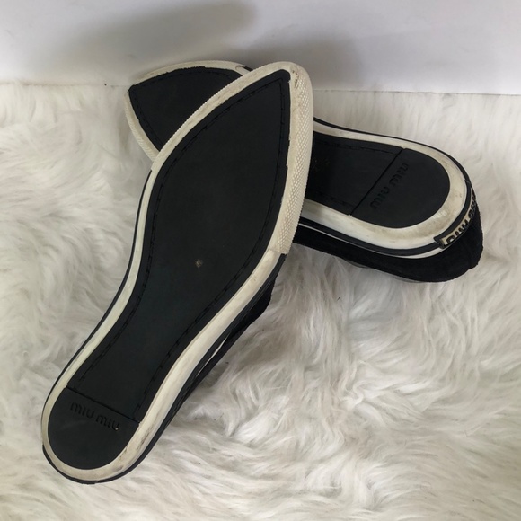 Miu Miu Women's Black Suede Metal Cap Toe Slip On Sneakers Size 35.5 w/ COA - Picture 7 of 10
